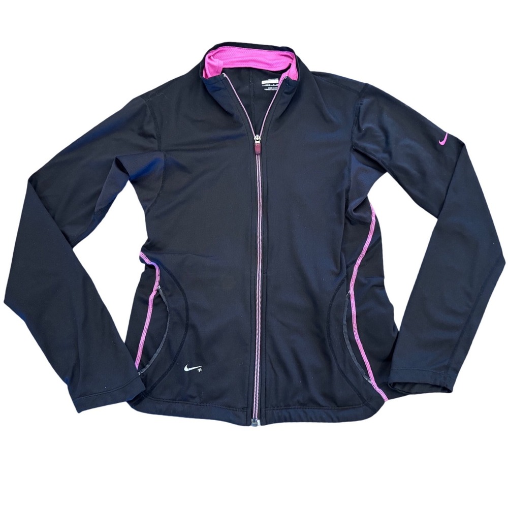 Nike Fit Dry Womens Running Jacket Black Pink Full Zip S 257733-010